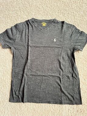 Polo by Ralph Lauren Men's Dark Classic Fit  Charcoal V-Neck Tee